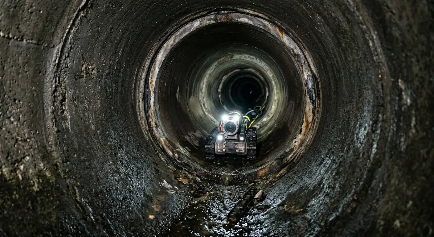 Robotic sewer camera inspecting pipe interior for Drain Snake Service in Hellertown